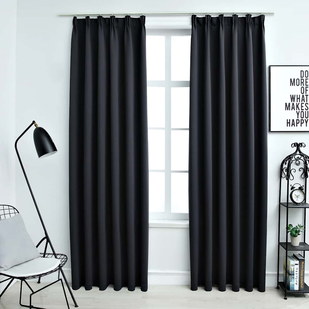 Tende Oscuranti con Ganci 2 pz Nere 140x245 cm | homemem39