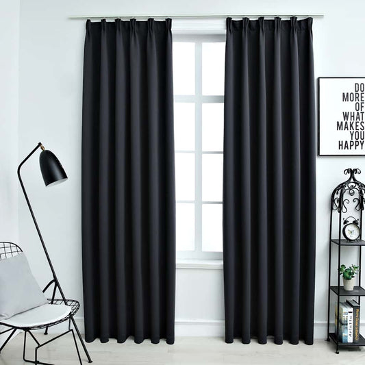 Tende Oscuranti con Ganci 2 pz Nere 140x245 cm | homemem39