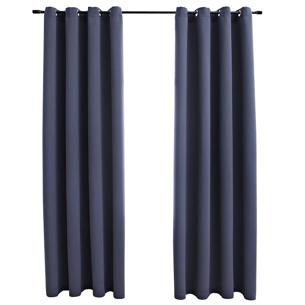 Tende Oscuranti con Anelli in Metallo 2 pz Antracite 140x175 cm | homemem39
