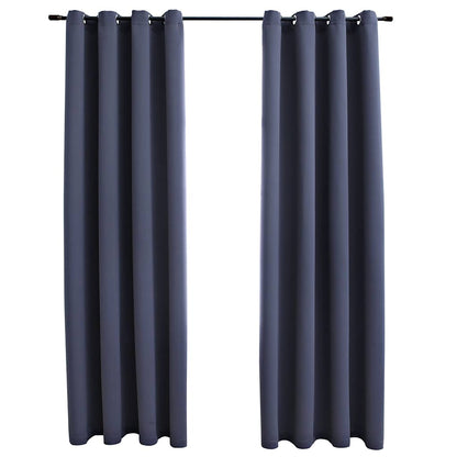 Tende Oscuranti con Anelli in Metallo 2 pz Antracite 140x175 cm | homemem39