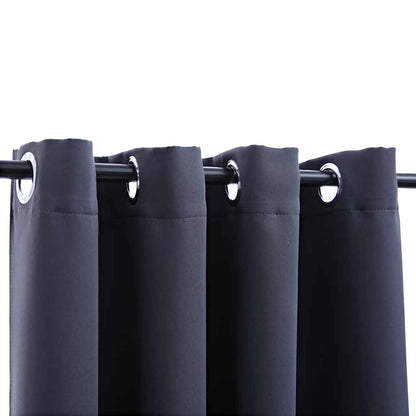 Tende Oscuranti con Anelli in Metallo 2 pz Antracite 140x175 cm | homemem39