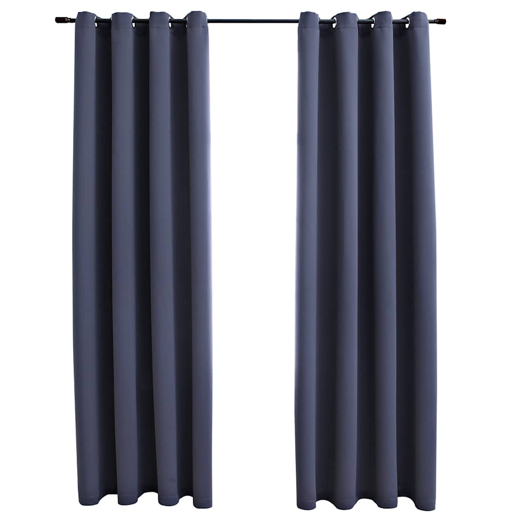 Tende Oscuranti con Anelli in Metallo 2 pz Antracite 140x225 cm | homemem39