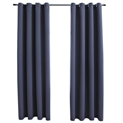 Tende Oscuranti con Anelli in Metallo 2 pz Antracite 140x225 cm | homemem39
