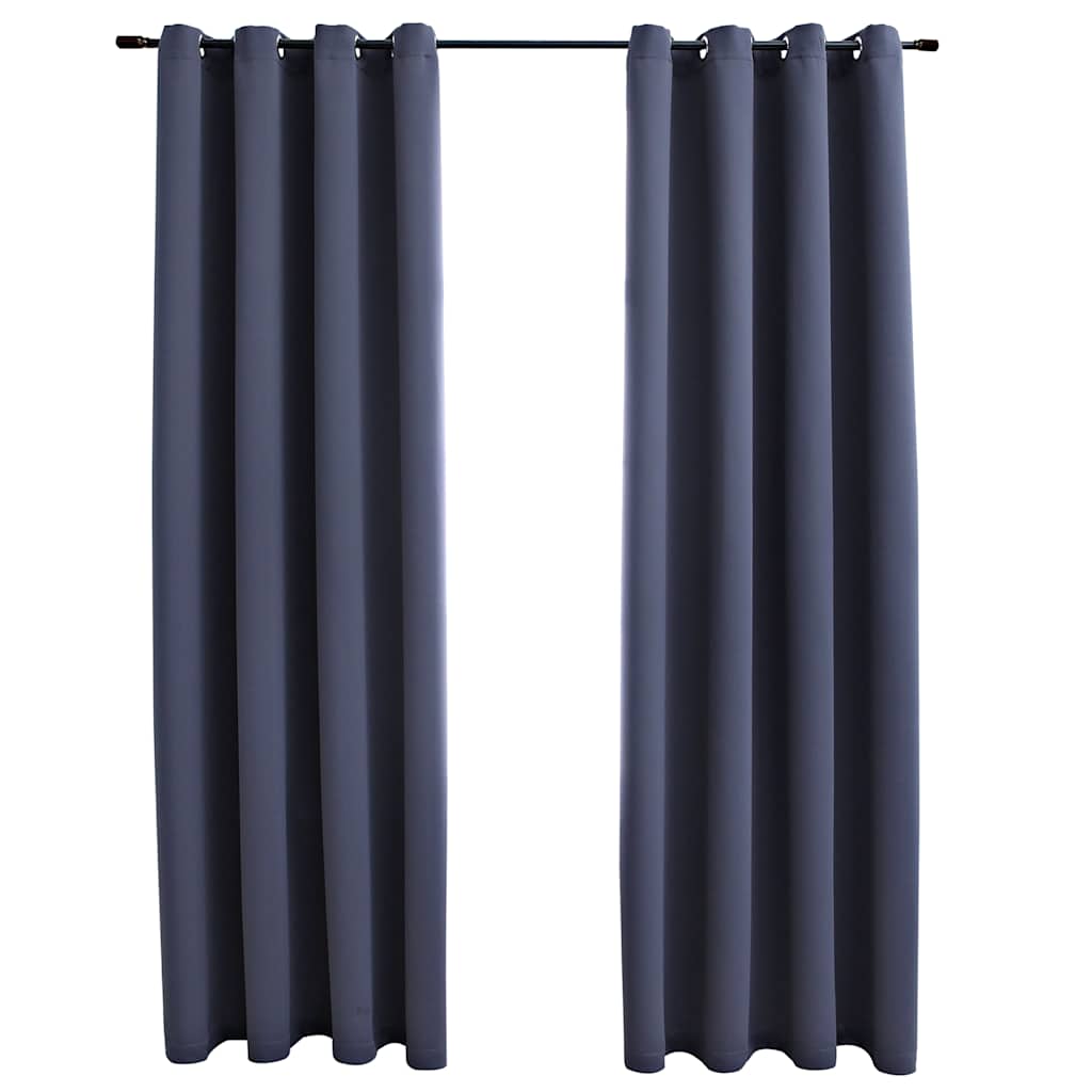 Tende Oscuranti con Anelli in Metallo 2 pz Antracite 140x245 cm