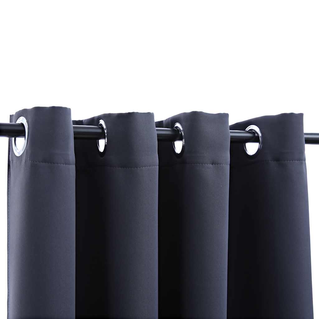 Tende Oscuranti con Anelli in Metallo 2 pz Antracite 140x245 cm | homemem39
