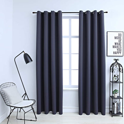 Tende Oscuranti con Anelli in Metallo 2 pz Antracite 140x245 cm | homemem39