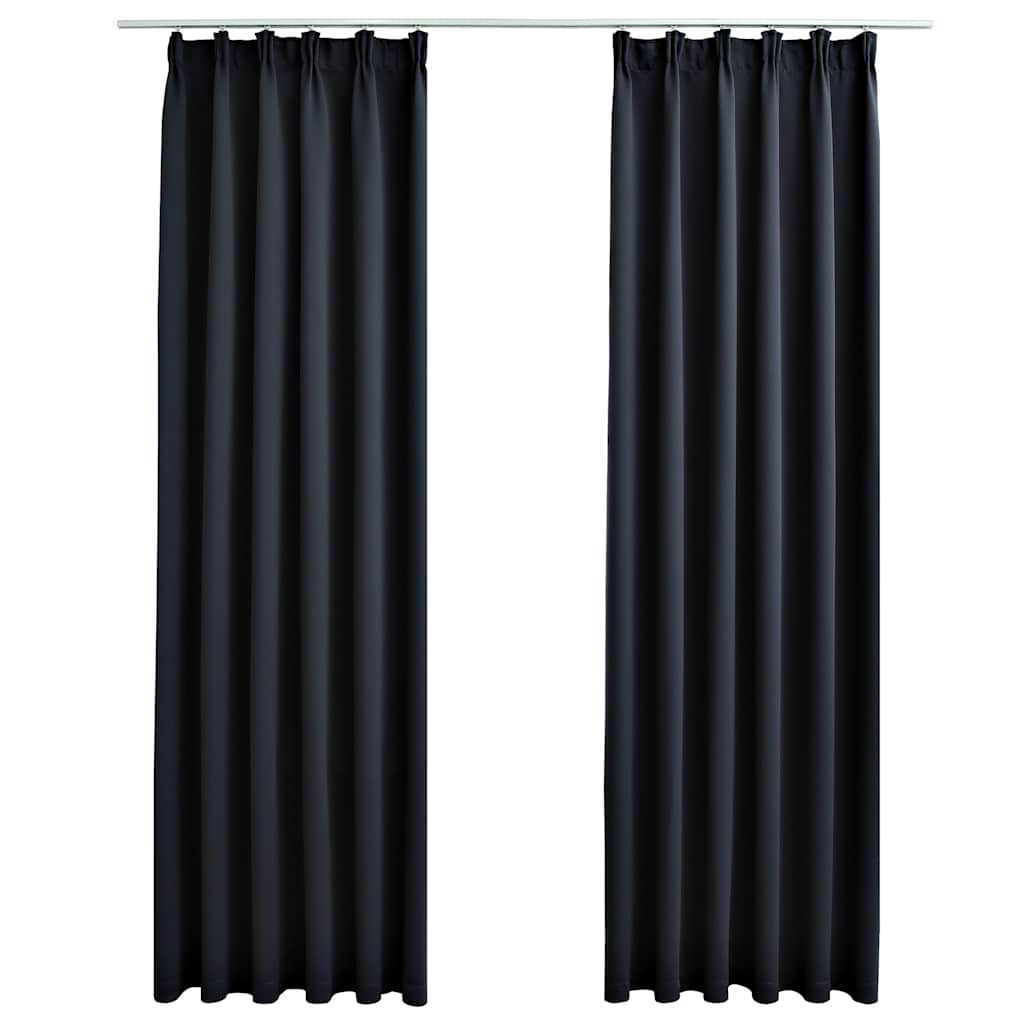 Tende Oscuranti con Ganci 2 pz Antracite 140x175 cm