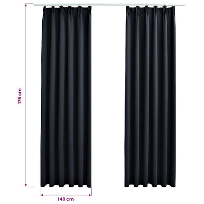 Tende Oscuranti con Ganci 2 pz Antracite 140x175 cm