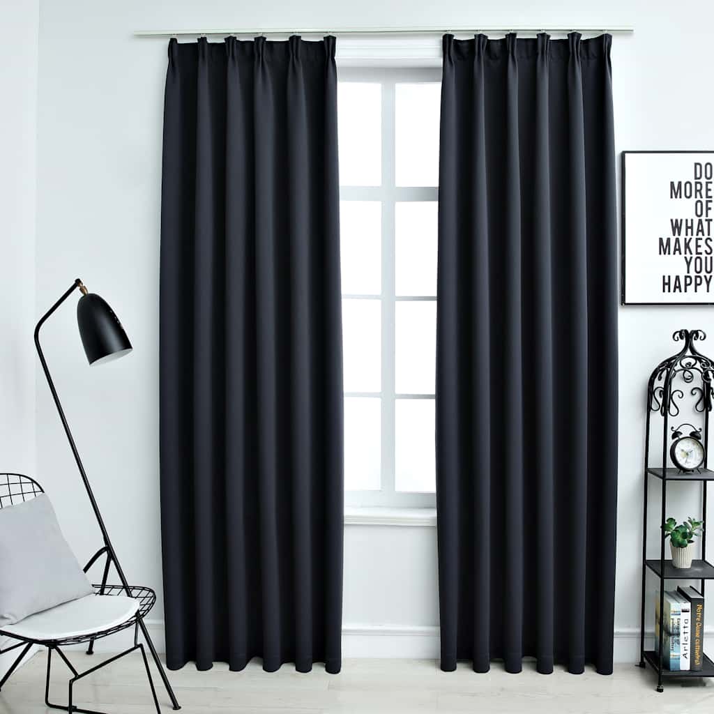Tende Oscuranti con Ganci 2 pz Antracite 140x175 cm | homemem39