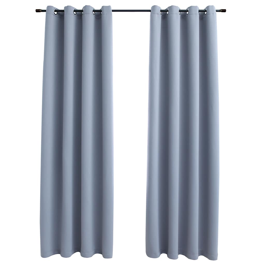 Tende Oscuranti con Anelli in Metallo 2 pz Grigie 140x175 cm | homemem39