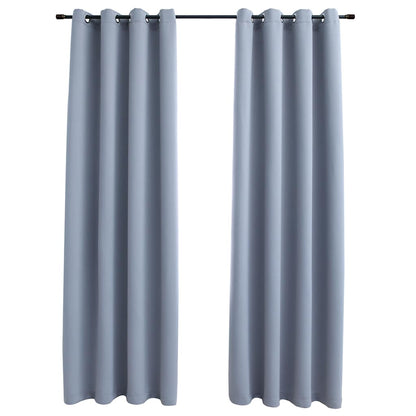 Tende Oscuranti con Anelli in Metallo 2 pz Grigie 140x175 cm | homemem39