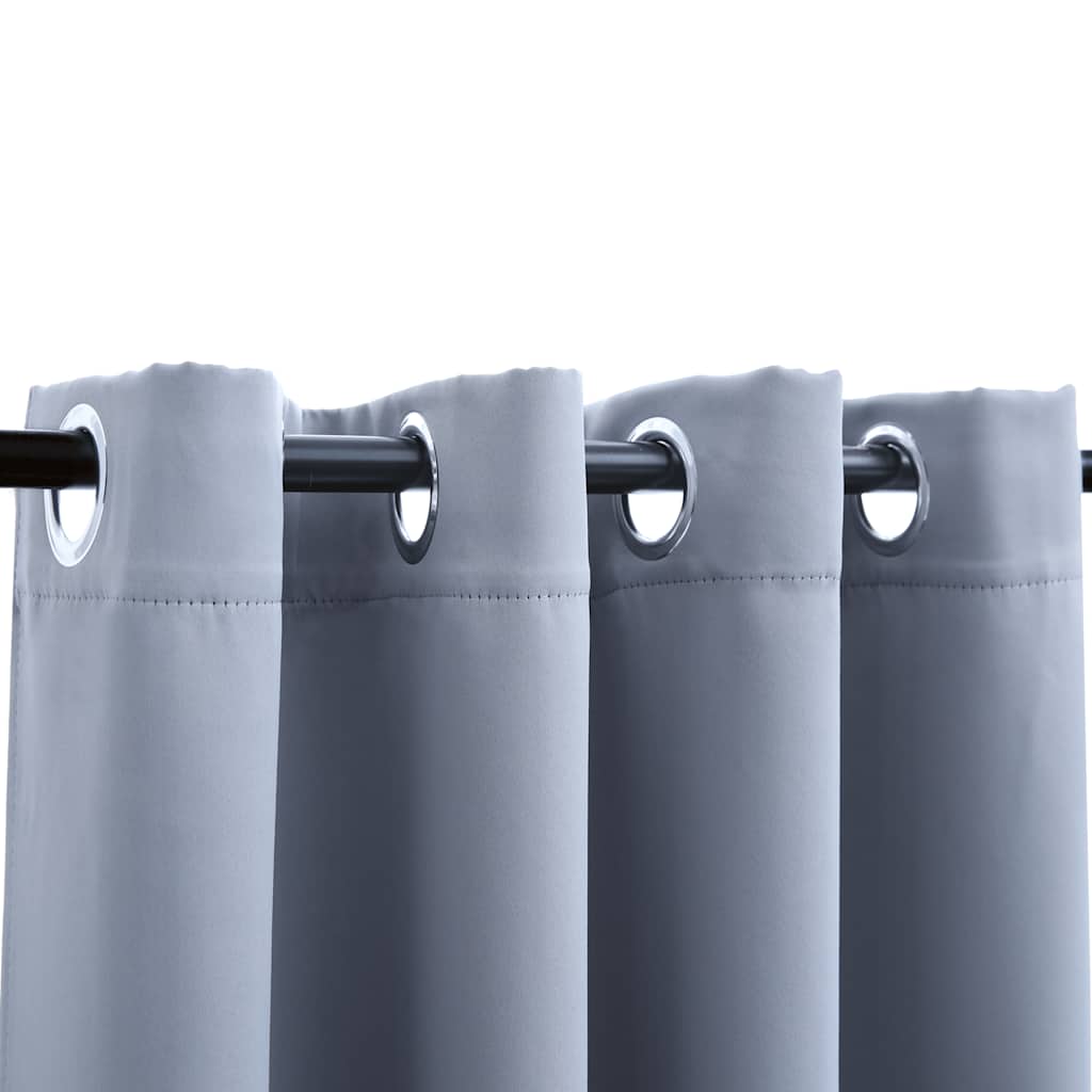 Tende Oscuranti con Anelli in Metallo 2 pz Grigie 140x175 cm | homemem39