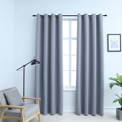 Tende Oscuranti con Anelli in Metallo 2 pz Grigie 140x175 cm | homemem39