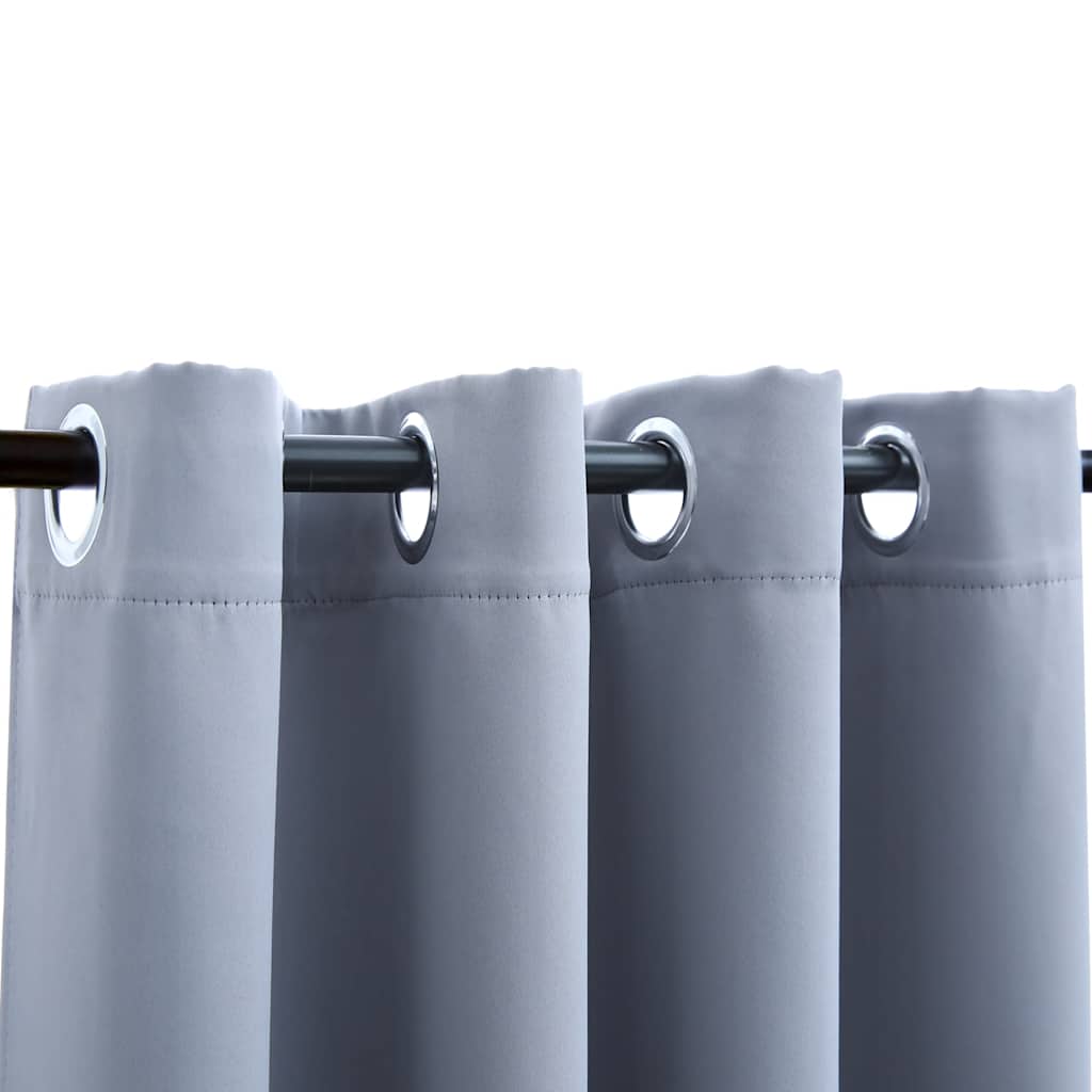 Tende Oscuranti con Anelli in Metallo 2 pz Grigie 140x225 cm | homemem39