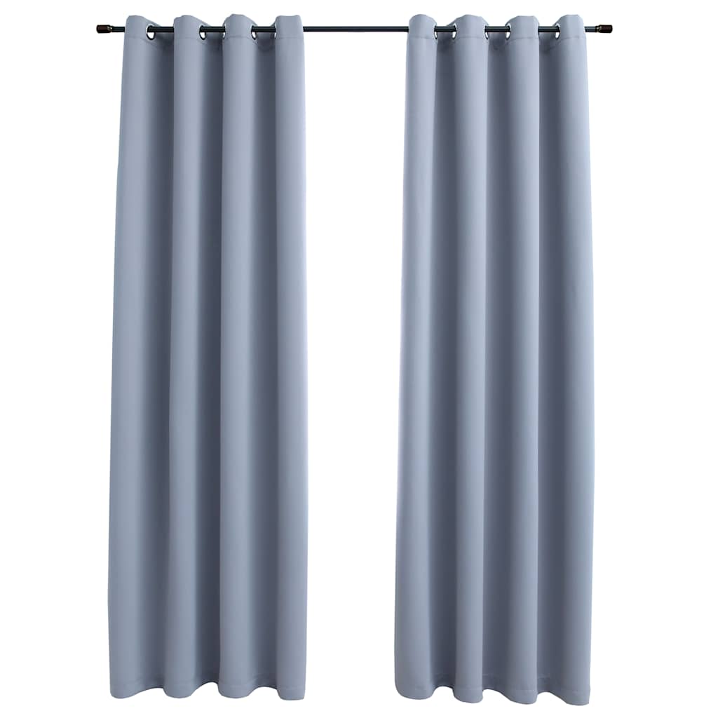 Tende Oscuranti con Anelli in Metallo 2 pz Grigie 140x245 cm | homemem39