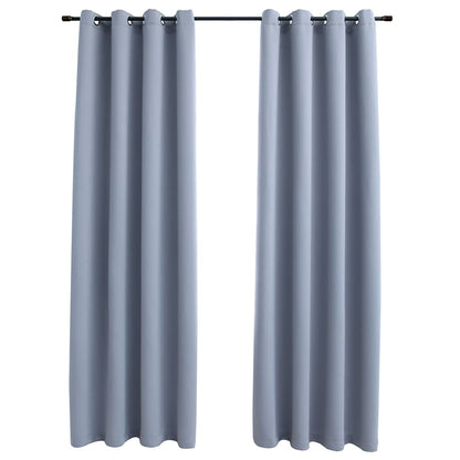 Tende Oscuranti con Anelli in Metallo 2 pz Grigie 140x245 cm | homemem39