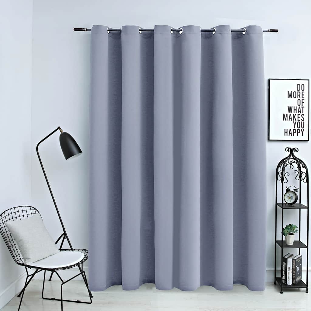 Tenda Oscurante con Anelli in Metallo Grigia 290x245 cm | homemem39