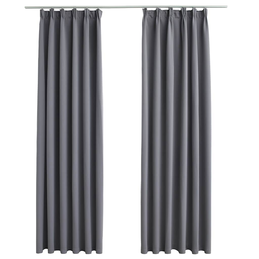 Tende Oscuranti con Ganci 2 pz Grigie 140x175 cm | homemem39