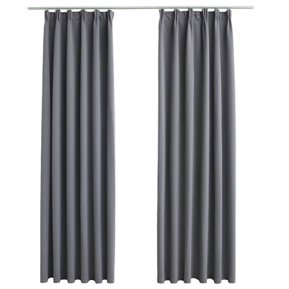 Tende Oscuranti con Ganci 2 pz Grigie 140x245 cm | homemem39