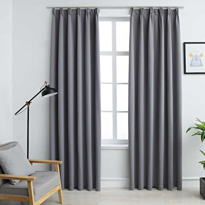 Tende Oscuranti con Ganci 2 pz Grigie 140x245 cm | homemem39