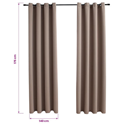 Tende Oscuranti con Anelli Metallo 2pz Grigio Talpa 140x175 cm | homemem39