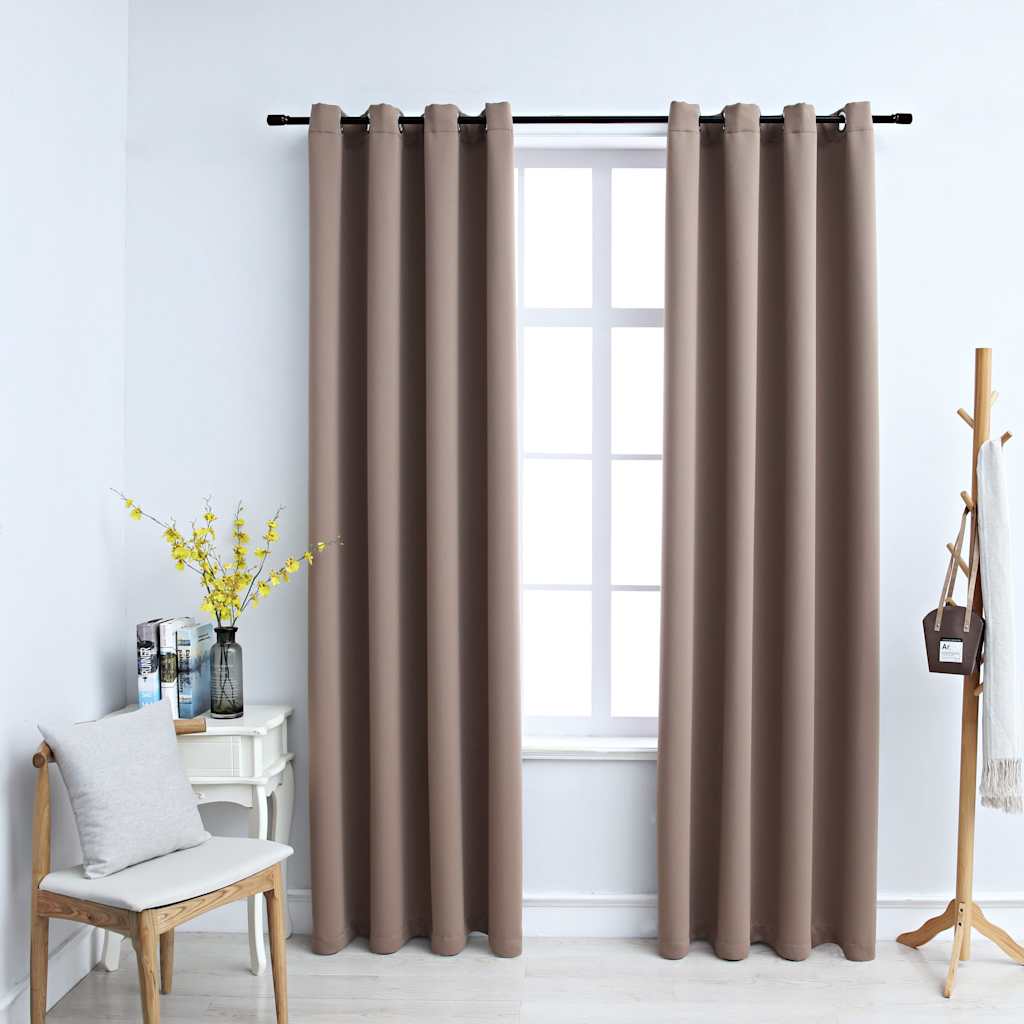 Tende Oscuranti con Anelli Metallo 2pz Grigio Talpa 140x175 cm | homemem39