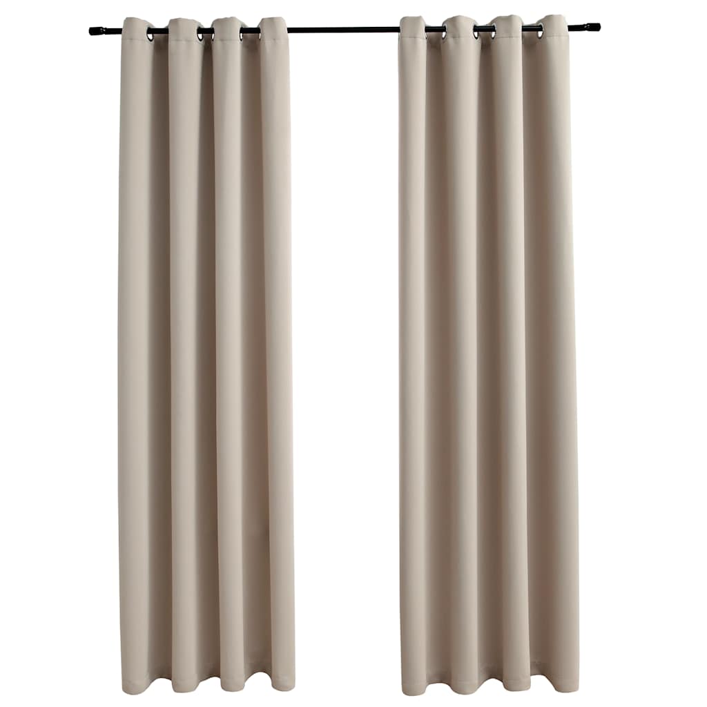 Tende Oscuranti con Anelli in Metallo 2 pz Beige 140x175 cm | homemem39