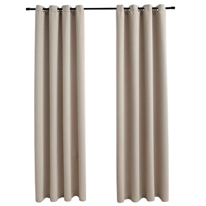 Tende Oscuranti con Anelli in Metallo 2 pz Beige 140x225 cm | homemem39