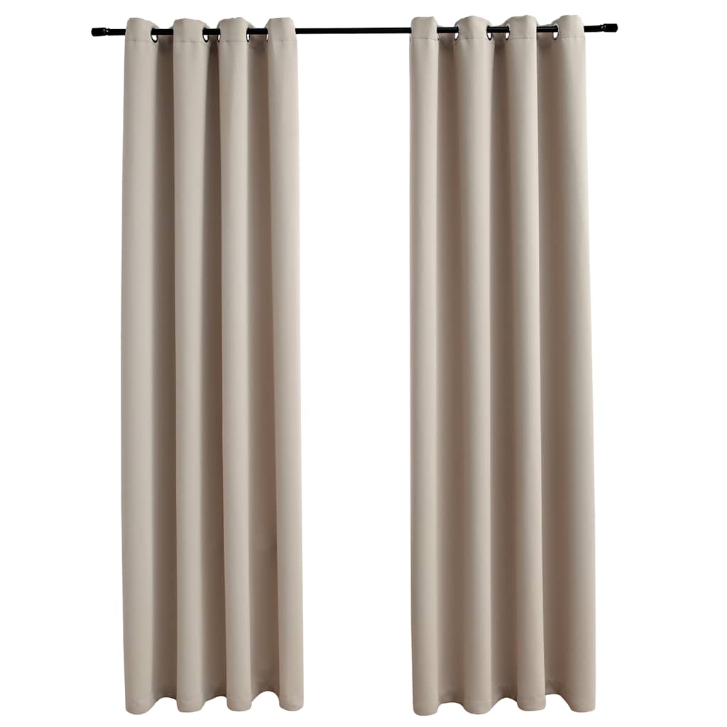 Tende Oscuranti con Anelli in Metallo 2 pz Beige 140x225 cm
