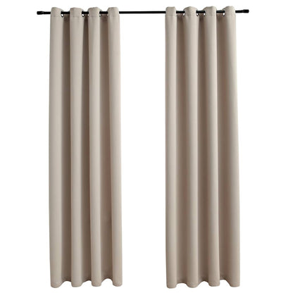 Tende Oscuranti con Anelli in Metallo 2 pz Beige 140x225 cm