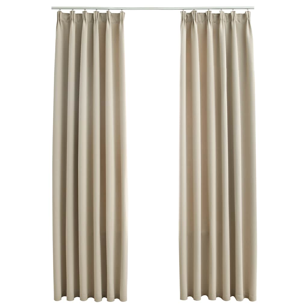 Tende Oscuranti con Ganci 2 pz Beige 140x175 cm | homemem39