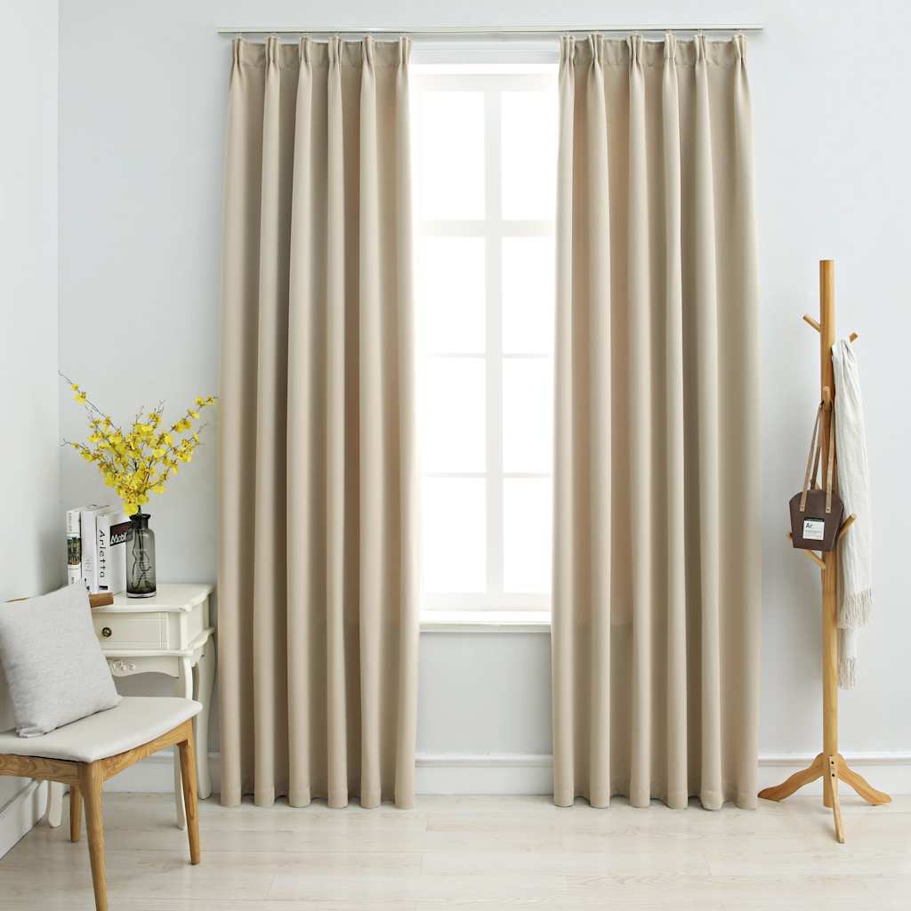 Tende Oscuranti con Ganci 2 pz Beige 140x225 cm | homemem39