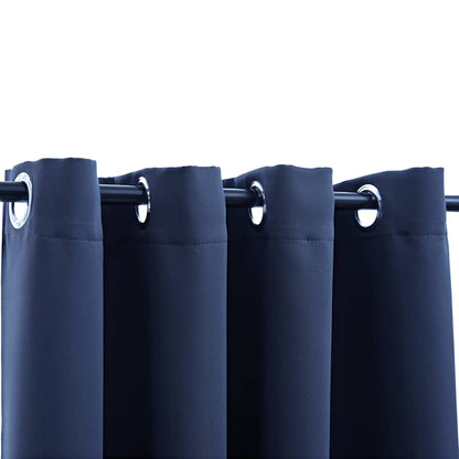 Tende Oscuranti con Anelli in Metallo 2 pz Blu 140x175 cm | homemem39