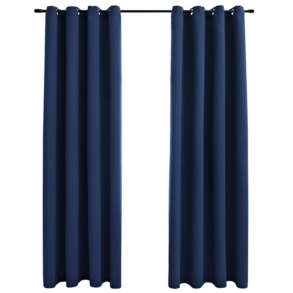 Tende Oscuranti con Anelli in Metallo 2 pz Blu 140x225 cm | homemem39