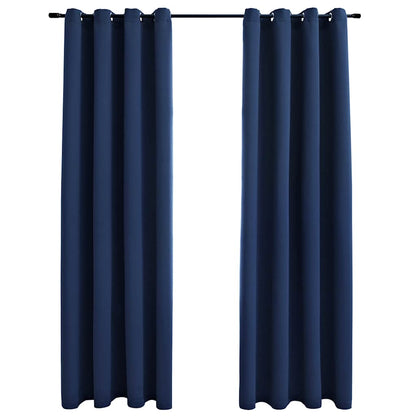 Tende Oscuranti con Anelli in Metallo 2 pz Blu 140x225 cm | homemem39