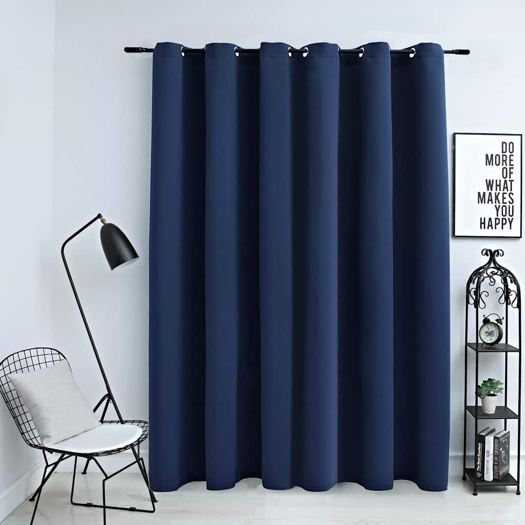 Tenda Oscurante con Anelli in Metallo Blu 290x245 cm