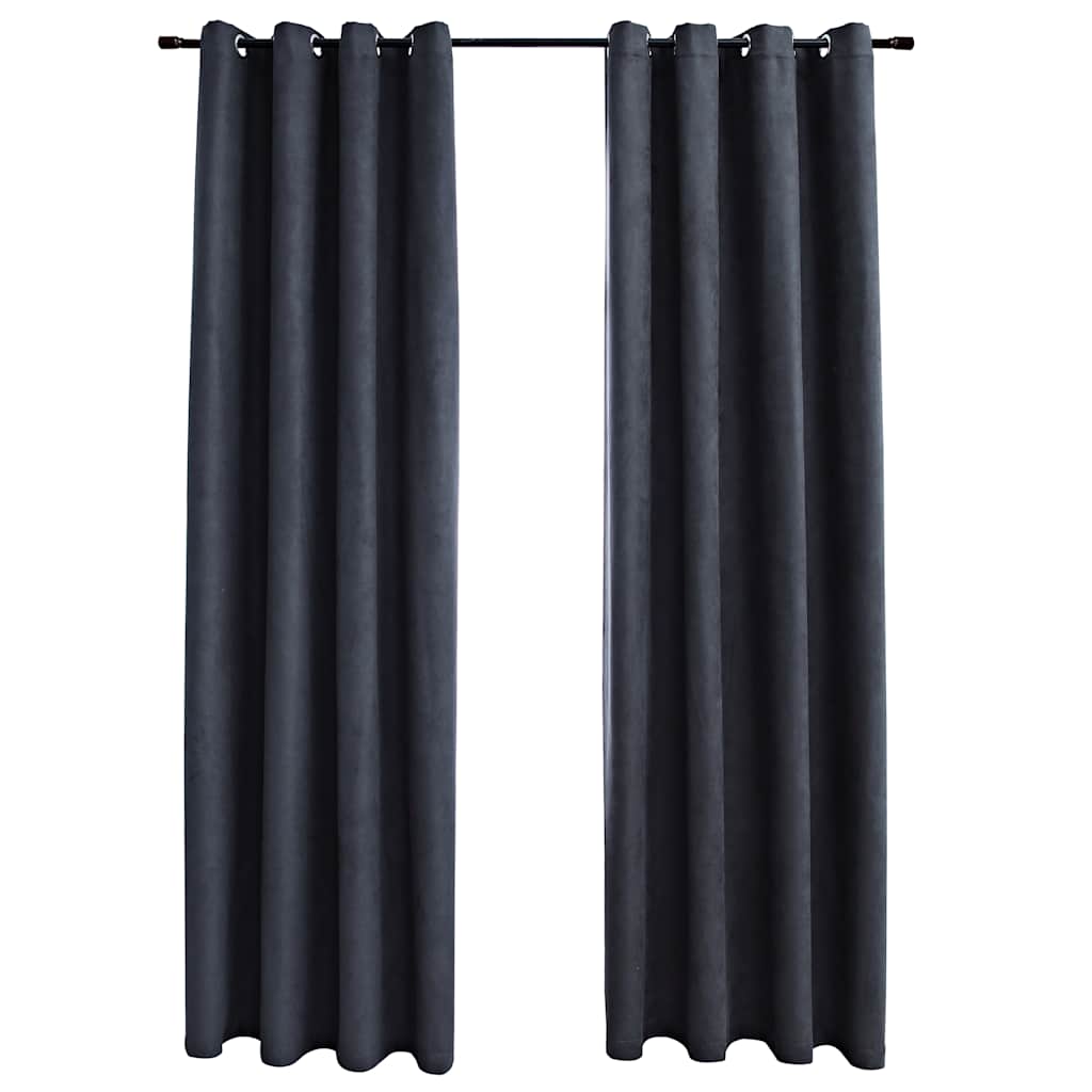 Tende Oscuranti con Anelli in Metallo 2 pz Antracite 140x175 cm | homemem39
