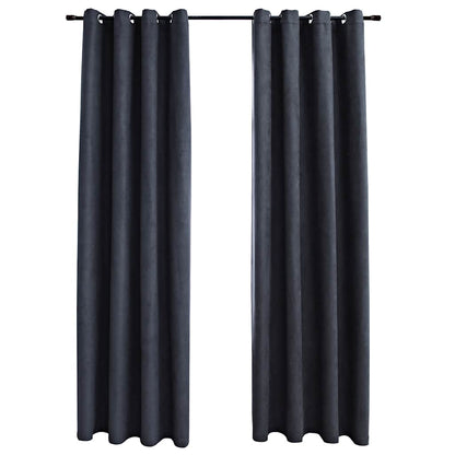 Tende Oscuranti con Anelli in Metallo 2 pz Antracite 140x175 cm | homemem39