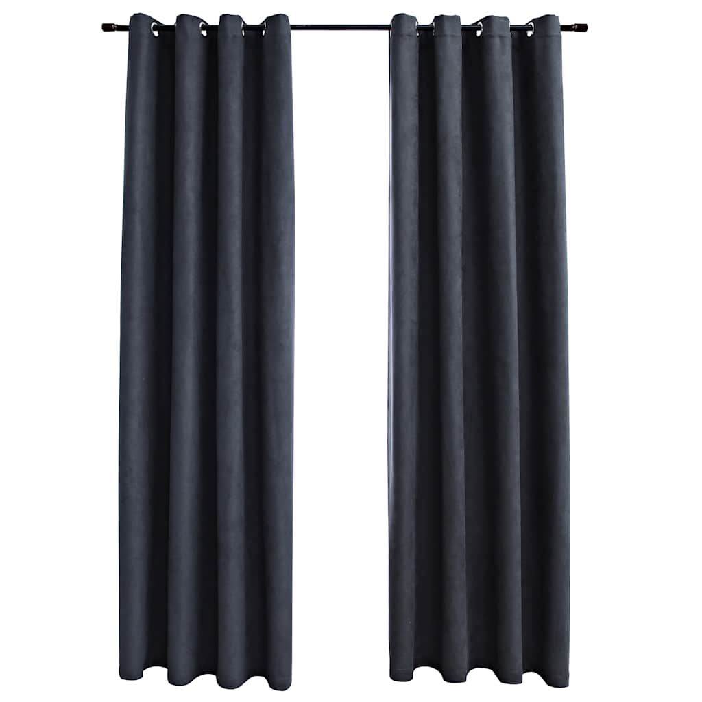 Tende Oscuranti con Anelli in Metallo 2 pz Antracite 140x245 cm | homemem39