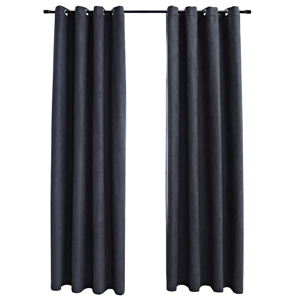 Tende Oscuranti con Anelli in Metallo 2 pz Antracite 140x245 cm