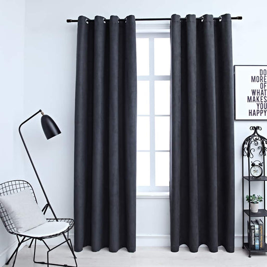 Tende Oscuranti con Anelli in Metallo 2 pz Antracite 140x245 cm | homemem39