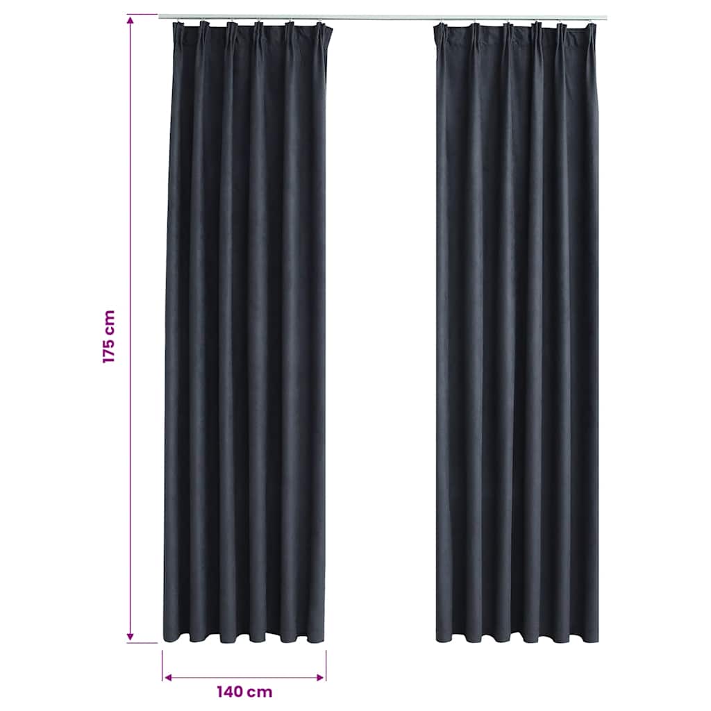 Tende Oscuranti con Ganci 2 pz Antracite 140x175 cm | homemem39