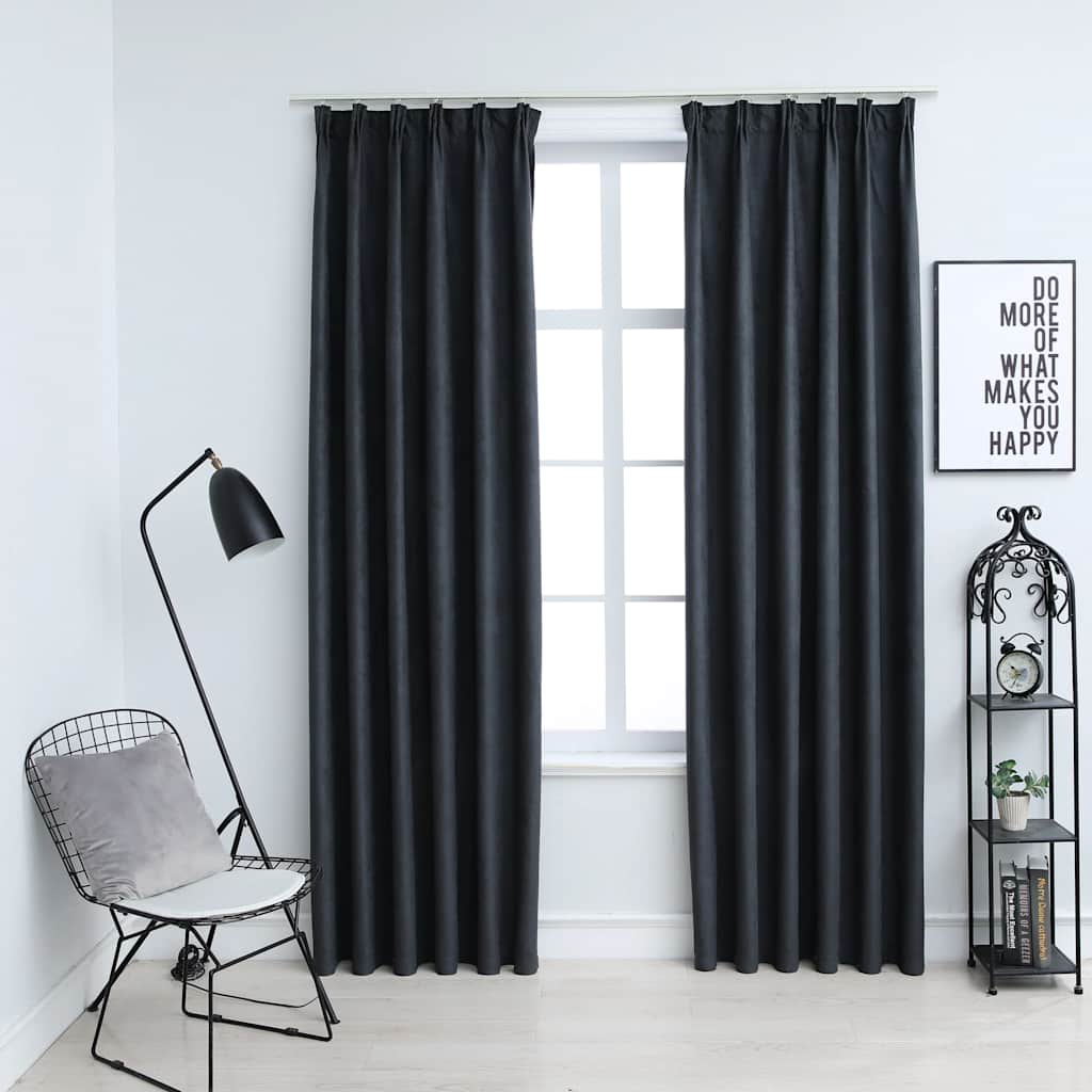 Tende Oscuranti con Ganci 2 pz Antracite 140x225 cm | homemem39