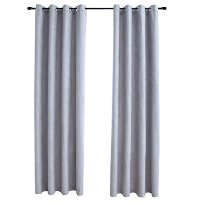 Tende Oscuranti con Anelli in Metallo 2 pz Grigie 140x175 cm | homemem39