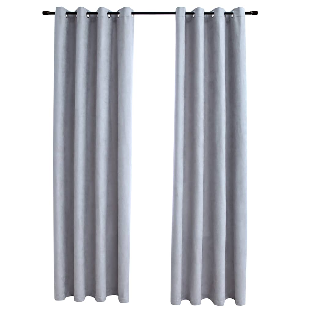 Tende Oscuranti con Anelli in Metallo 2 pz Grigie 140x225 cm | homemem39