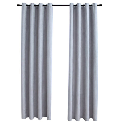 Tende Oscuranti con Anelli in Metallo 2 pz Grigie 140x225 cm | homemem39