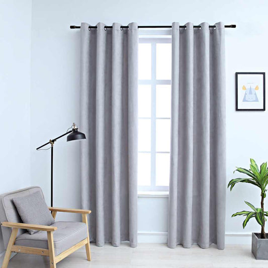 Tende Oscuranti con Anelli in Metallo 2 pz Grigie 140x225 cm - homemem39