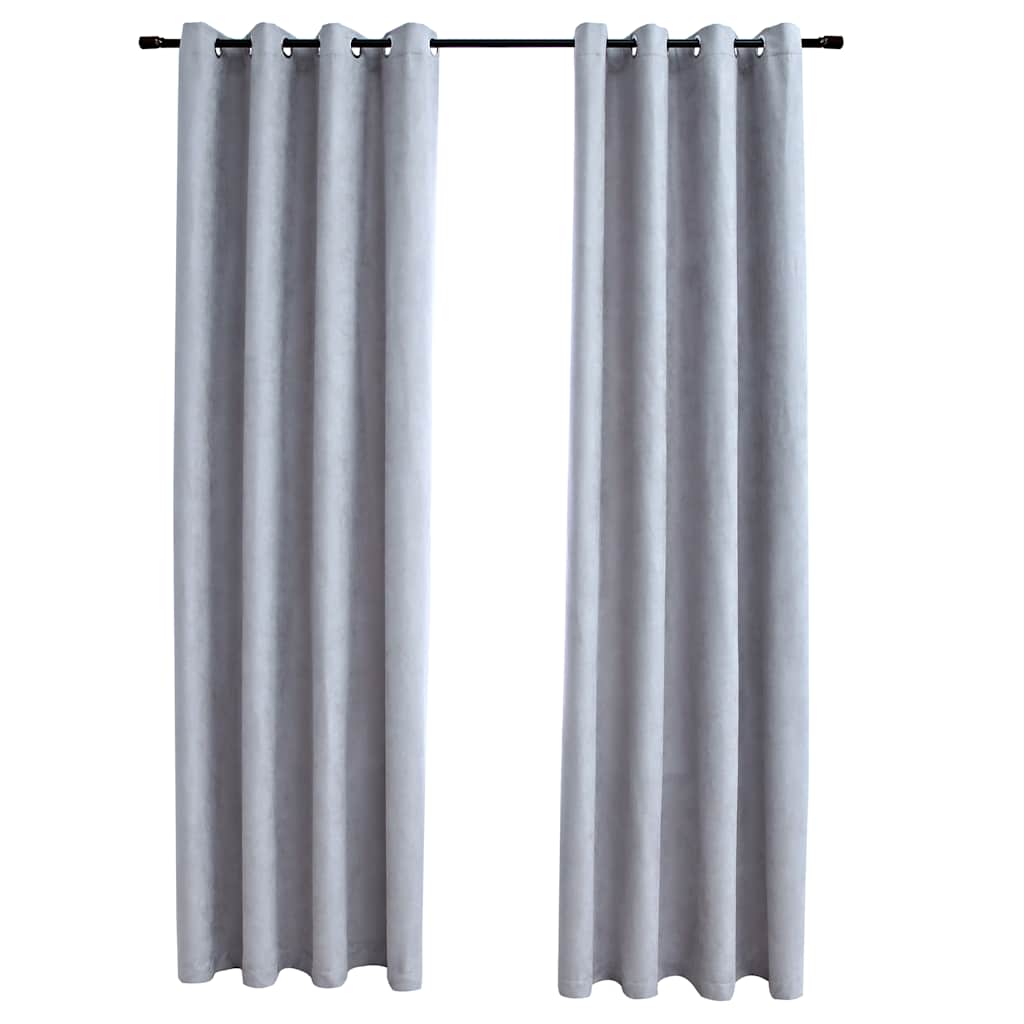 Tende Oscuranti con Anelli in Metallo 2 pz Grigie 140x245 cm | homemem39