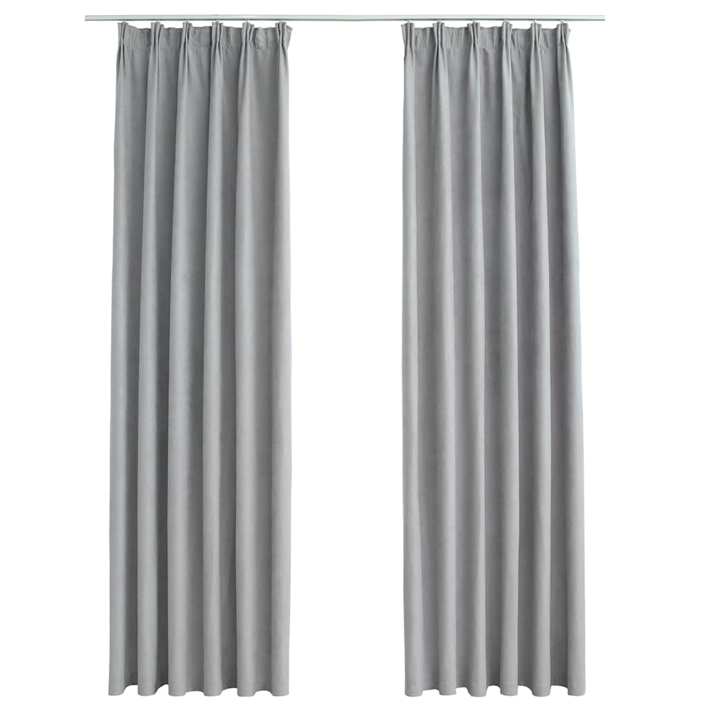 Tende Oscuranti con Ganci 2 pz Grigie 140x175 cm | homemem39