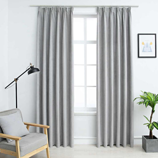 Tende Oscuranti con Ganci 2 pz Grigie 140x175 cm | homemem39